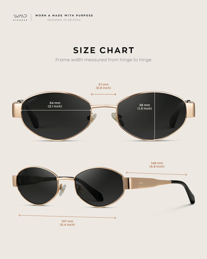 WMP Eyewear - Women's Retro Oval Sunglasses, Trendy Small Frame, 90s Inspired Fashion