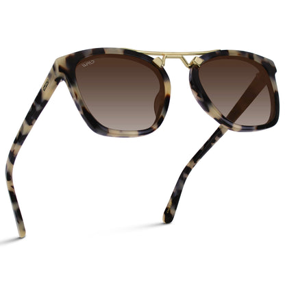 WearMe Pro WMP Eyewear - Women's Oversized Polarized Sunglasses: Square Vintage Style with Metal Double-Bar Bridge
