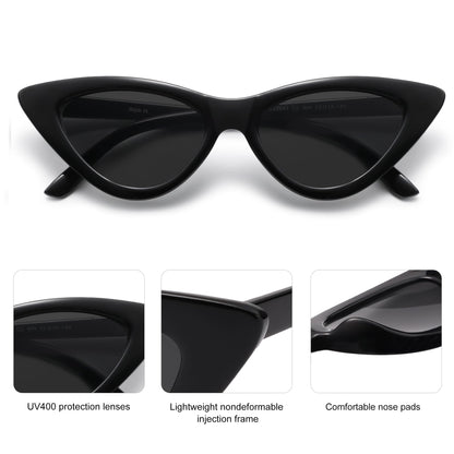 Retro Vintage Narrow Cat Eye Sunglasses for Women Clout Goggles Plastic Frame