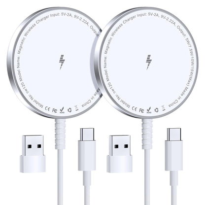 Magnetic Wireless Charging Pad for iPhone 16 15 14 13 12 Series & AirPods 4-2 Pro, Strong Magnet, Aluminum Alloy, USB-C/A Ports, Ultra-Thin & Portable, Ideal for Desk & Bedside