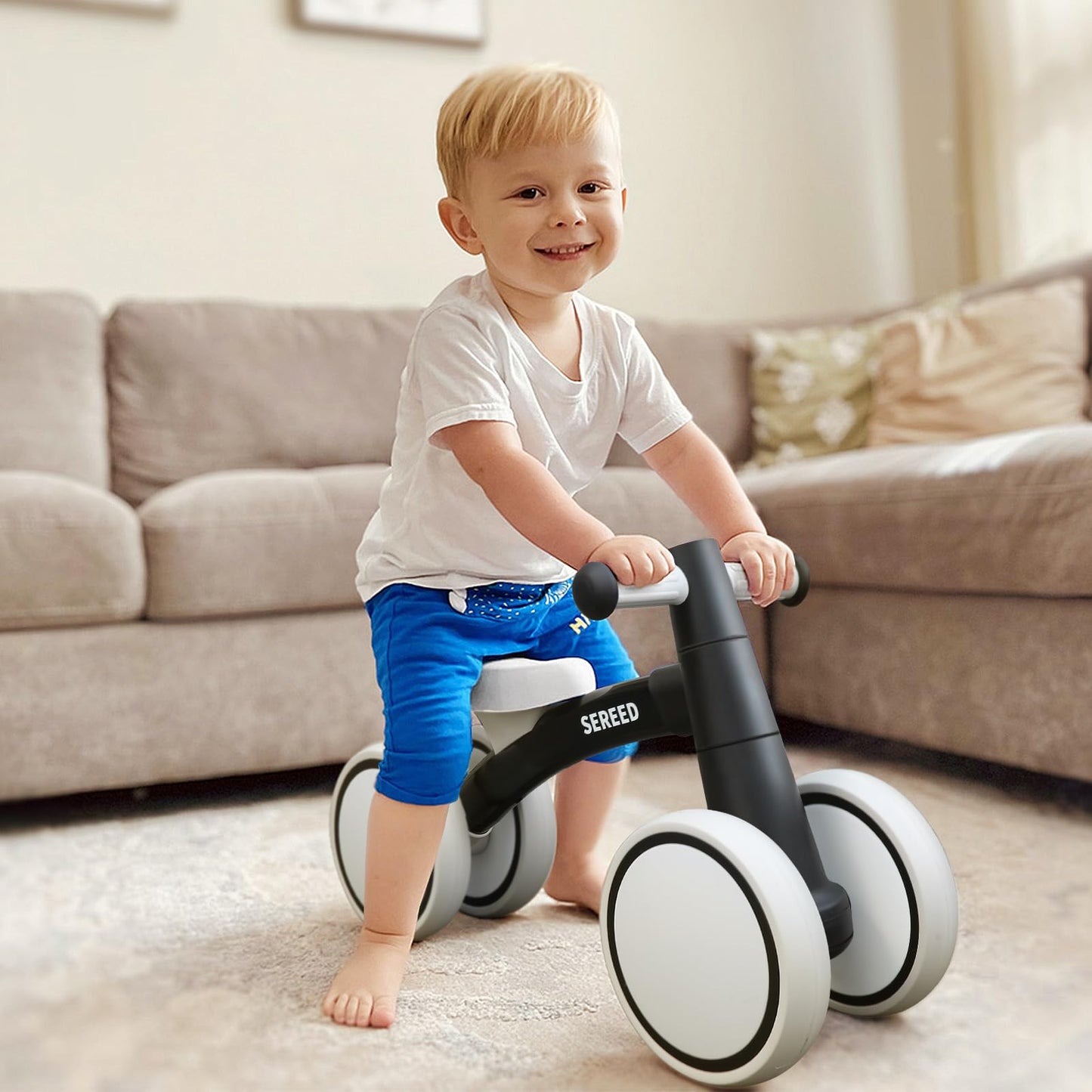 Baby Balance Bike for 1 Year Old Boys Girls 12-24 Month Toddler Balance Bike, 4 Wheels Toddler First Bike, First Birthday Gifts