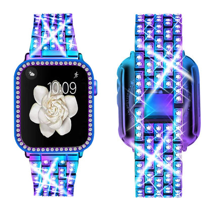 Supoix Compatible with Apple Watch Band 38mm 40mm 41mm 42mm 44mm 45mm 46mm 49mm+ Case, Women Jewelry Bling Diamond Rhinestone Replacement Metal Bands & 2 Pack PC Protector Case for iWatch Ultra 2/ Ultra Series 10/9/8/7/6/5/4/3/2/1/SE