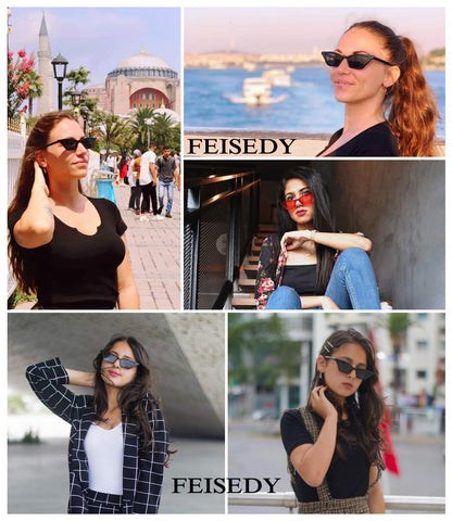 Small Cat Eye Sunglasses Vintage Square Shade Women Eyewear B2291