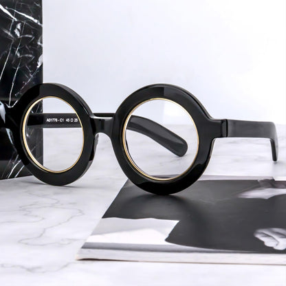 Retro Thick Round Blue Light Blocking Glasses