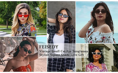 Small Cat Eye Sunglasses Vintage Square Shade Women Eyewear B2291