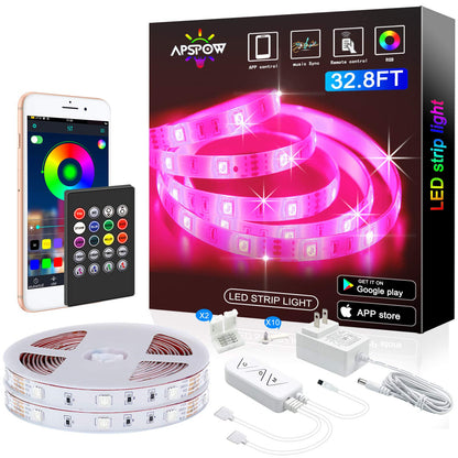 LED Strip Lights 100ft, Bluetooth and APP Control, Multicolor RGB Light Strips, Music Sync Color Changing for Bedroom Indoor