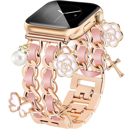 Silver Watch Bands for Women Compatible with Apple Watch Band 38mm 40mm 41mm 42mm (S10) Adjustable Unique Charms Metal Strap Cowboy Chain Bracelet for iWatch Series 10/9/8/7/6/5/4/3/2/1/SE