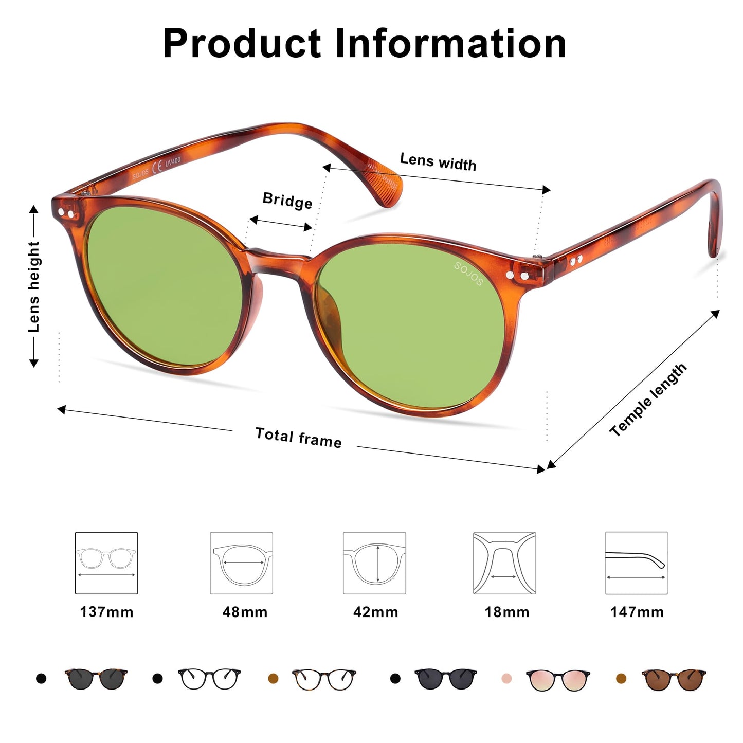 Small Round Classic Polarized Sunglasses for Women Men Vintage Style UV400 Lens SJ2113