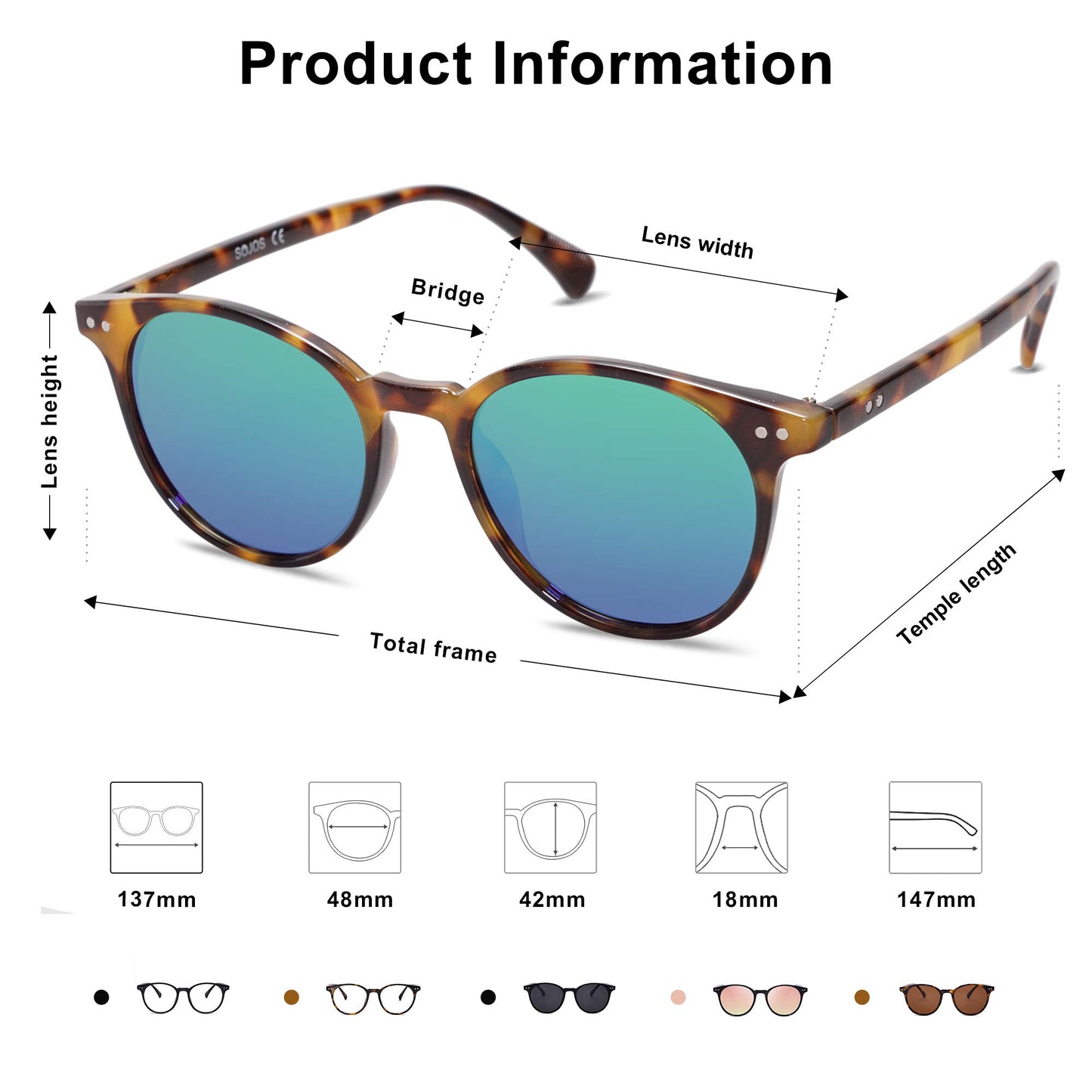 Small Round Classic Polarized Sunglasses for Women Men Vintage Style UV400 Lens SJ2113