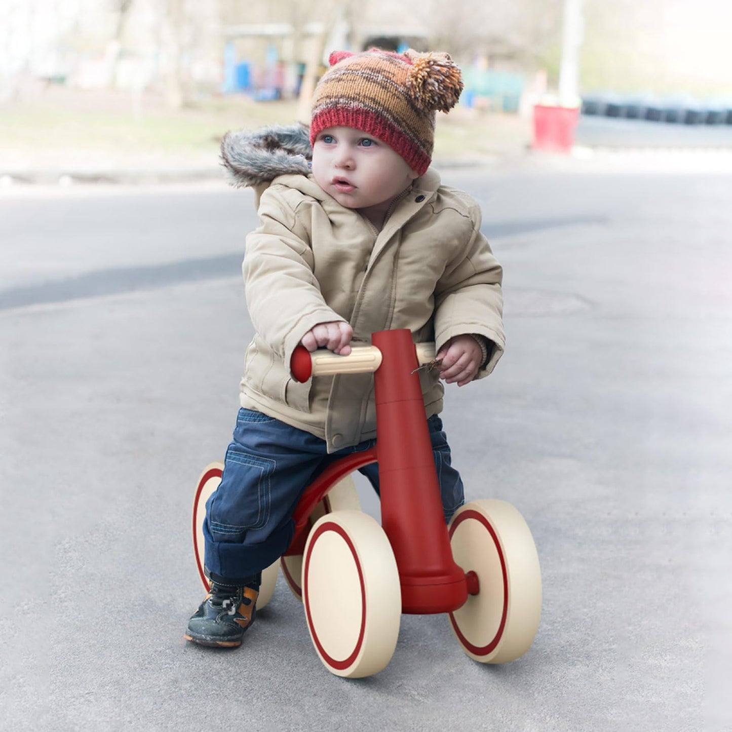 Baby Balance Bike for 1 Year Old Boys Girls 12-24 Month Toddler Balance Bike, 4 Wheels Toddler First Bike, First Birthday Gifts