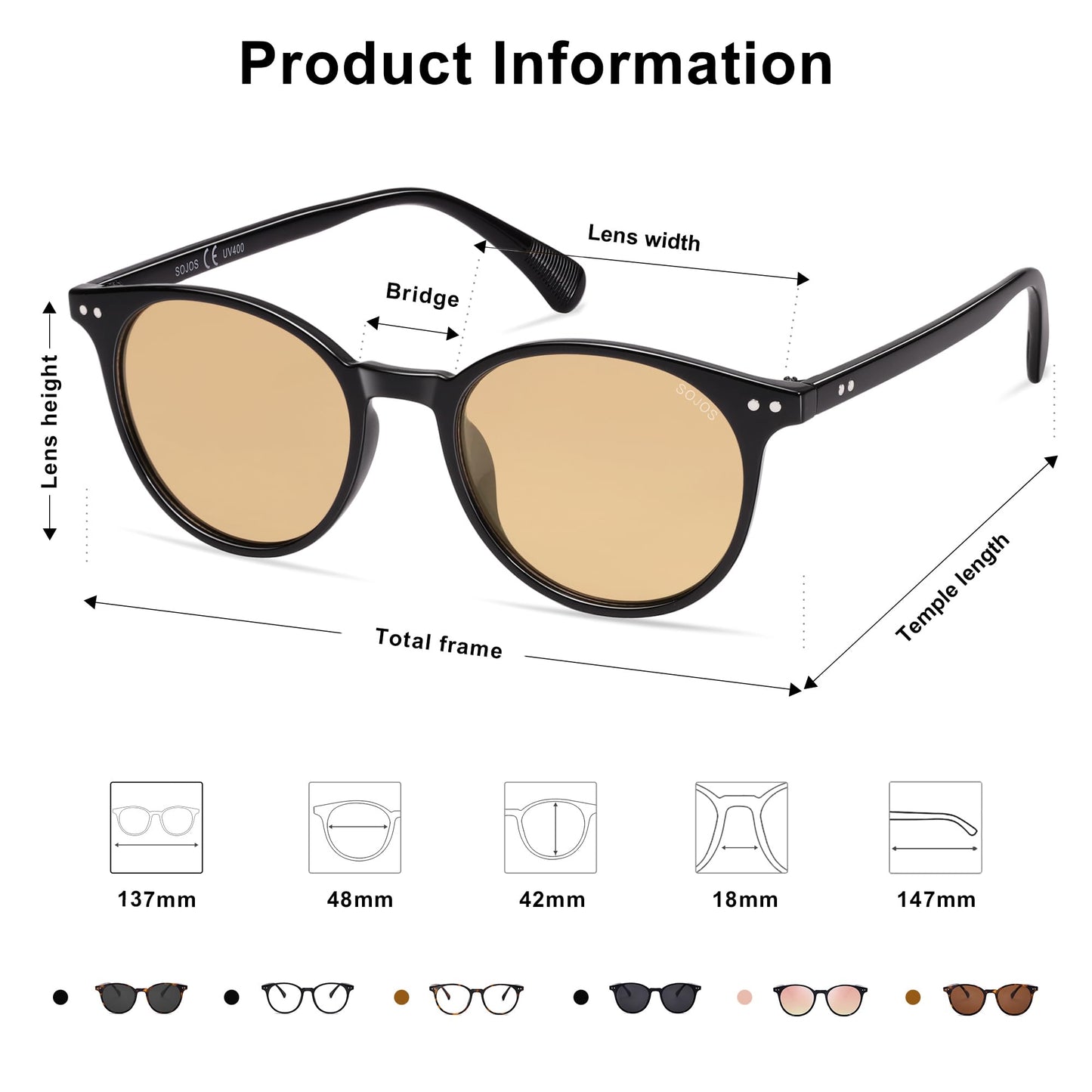 Small Round Classic Polarized Sunglasses for Women Men Vintage Style UV400 Lens SJ2113