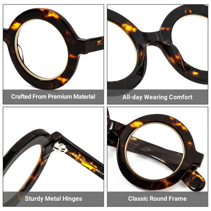 Retro Thick Round Blue Light Blocking Glasses