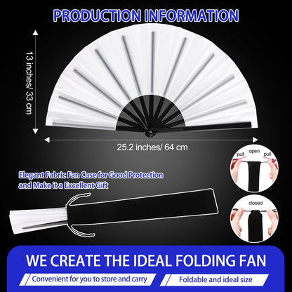 Blulu 4 Pcs Large Folding Fans for Line Dancing Big Silk Hand Clapping Popping Fans Bulk for Dancing Boots on The Ground Festival Party Decoration(Classic Style,Blue, Rose Red, Green, Red,13 Inch)