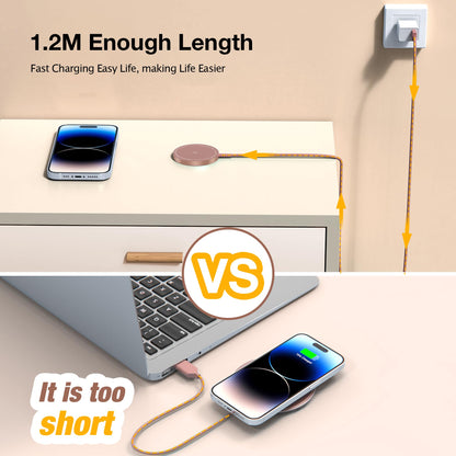 Magnetic Wireless Charging Pad for iPhone 16 15 14 13 12 Series & AirPods 4-2 Pro, Strong Magnet, Aluminum Alloy, USB-C/A Ports, Ultra-Thin & Portable, Ideal for Desk & Bedside