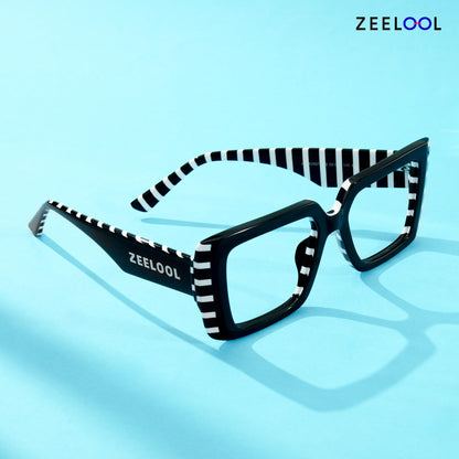 Zeelool Rectangle Glasses Frame for Women Men, Eyeglasses with Non-prescription Clear Lenses & Spring Hinge ZJGA838378