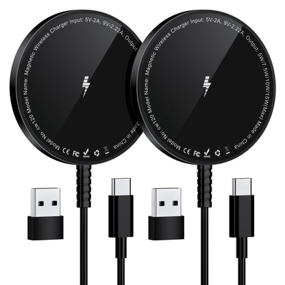 Magnetic Wireless Charging Pad for iPhone 16 15 14 13 12 Series & AirPods 4-2 Pro, Strong Magnet, Aluminum Alloy, USB-C/A Ports, Ultra-Thin & Portable, Ideal for Desk & Bedside