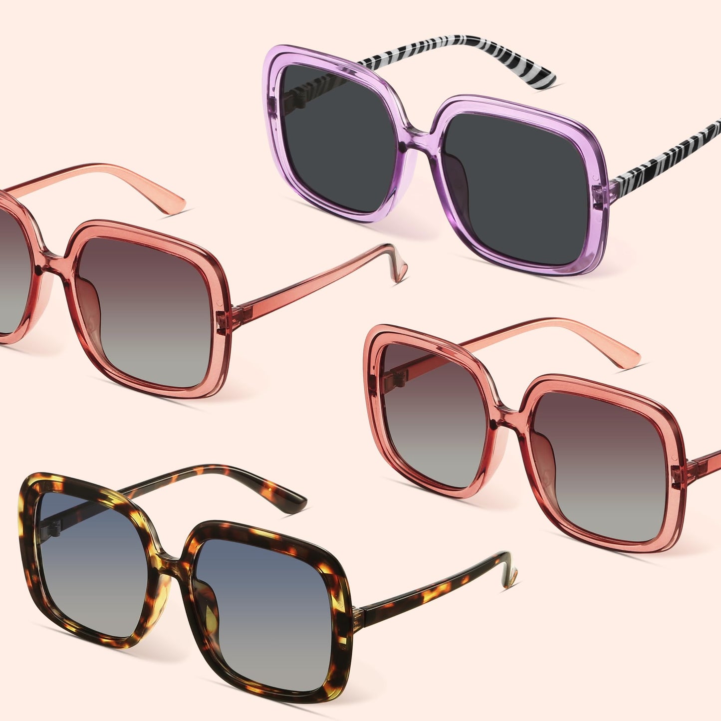 Oversized Polarized Sunglasses Women, Trendy Retro Sun Glasses