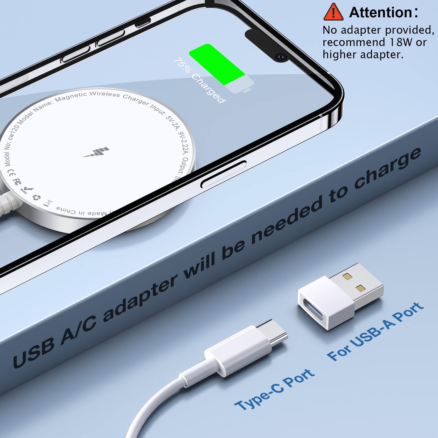 Magnetic Wireless Charging Pad for iPhone 16 15 14 13 12 Series & AirPods 4-2 Pro, Strong Magnet, Aluminum Alloy, USB-C/A Ports, Ultra-Thin & Portable, Ideal for Desk & Bedside