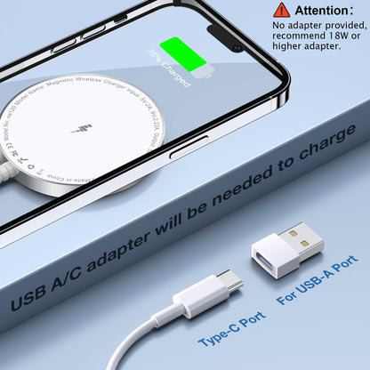 Magnetic Wireless Charging Pad for iPhone 16 15 14 13 12 Series & AirPods 4-2 Pro, Strong Magnet, Aluminum Alloy, USB-C/A Ports, Ultra-Thin & Portable, Ideal for Desk & Bedside