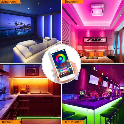 LED Strip Lights 100ft, Bluetooth and APP Control, Multicolor RGB Light Strips, Music Sync Color Changing for Bedroom Indoor