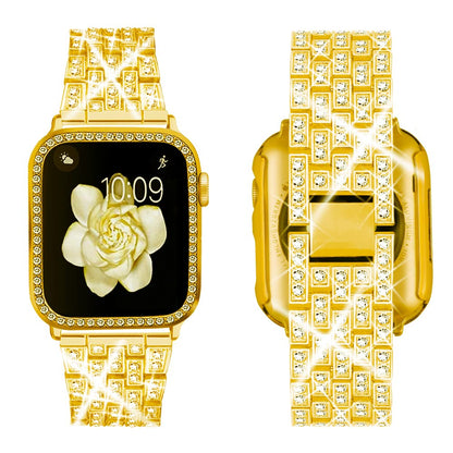 Supoix Compatible with Apple Watch Band 38mm 40mm 41mm 42mm 44mm 45mm 46mm 49mm+ Case, Women Jewelry Bling Diamond Rhinestone Replacement Metal Bands & 2 Pack PC Protector Case for iWatch Ultra 2/ Ultra Series 10/9/8/7/6/5/4/3/2/1/SE