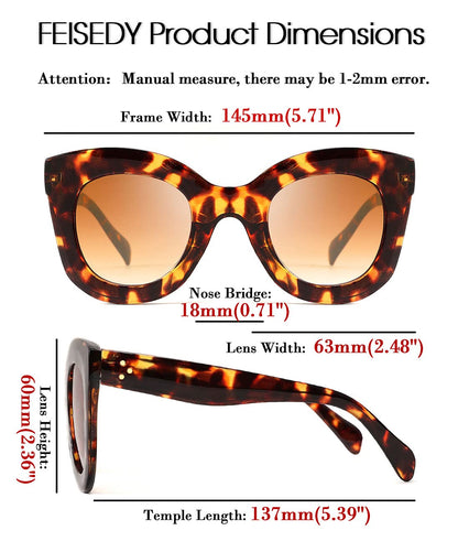 Retro Oversized Square Horn Sunglasses Semi Cat Eye Butterfly Glass Big Thick Bold Frame