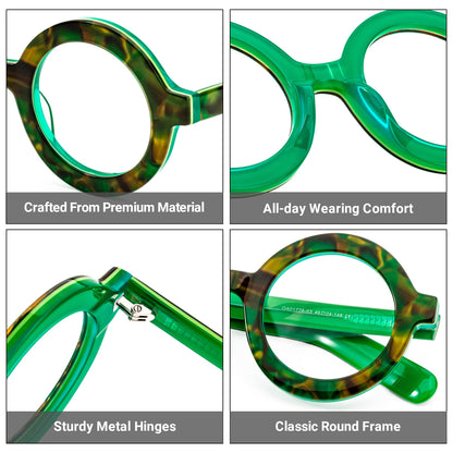 Retro Thick Round Blue Light Blocking Glasses