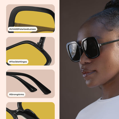 Oversized Polarized Sunglasses Women, Trendy Retro Sun Glasses