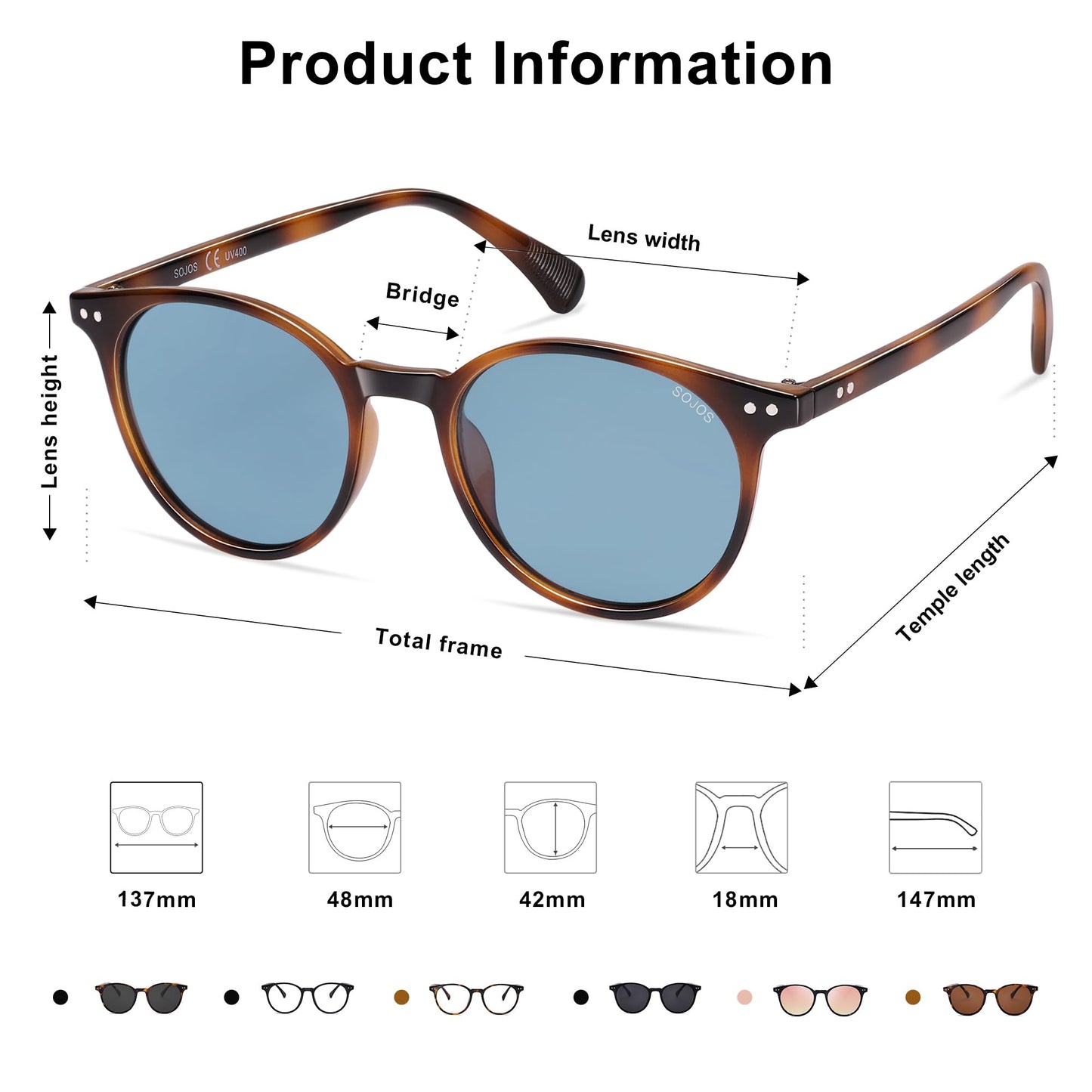 Small Round Classic Polarized Sunglasses for Women Men Vintage Style UV400 Lens SJ2113
