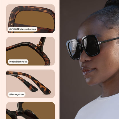 Oversized Polarized Sunglasses Women, Trendy Retro Sun Glasses