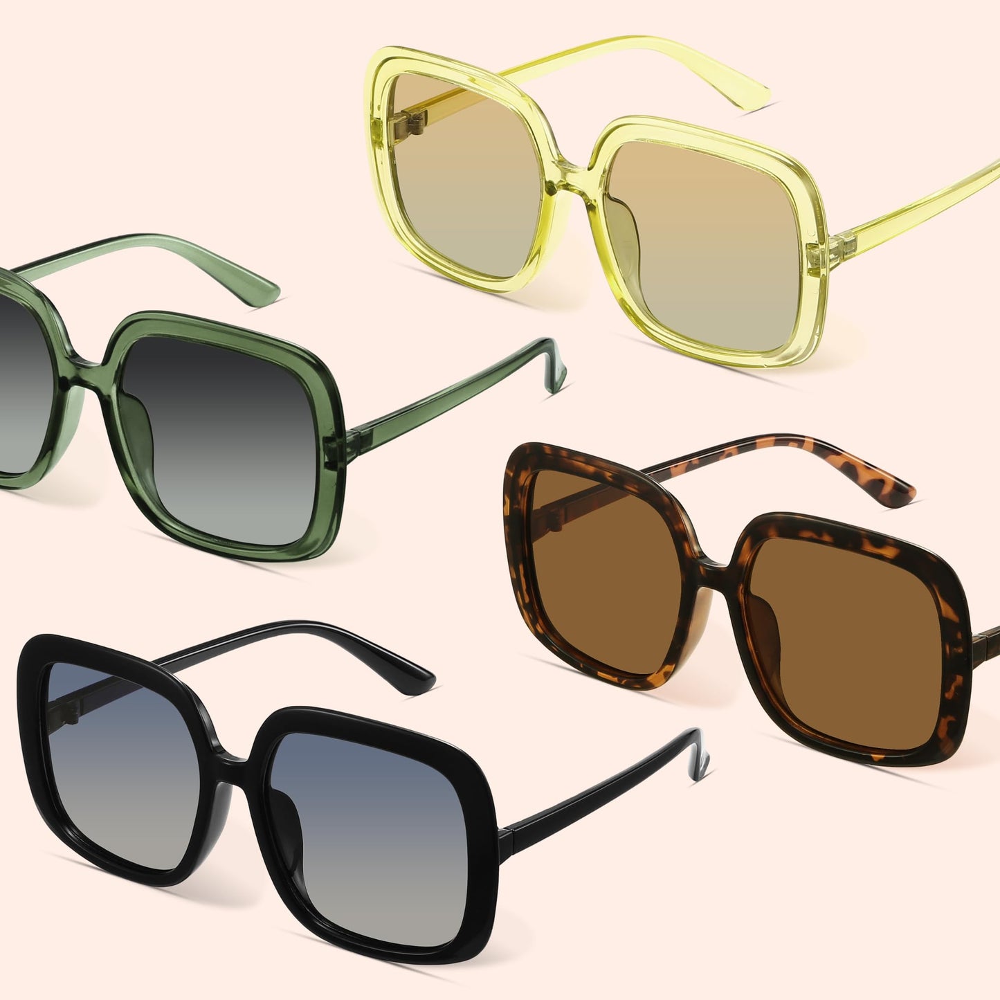 Oversized Polarized Sunglasses Women, Trendy Retro Sun Glasses