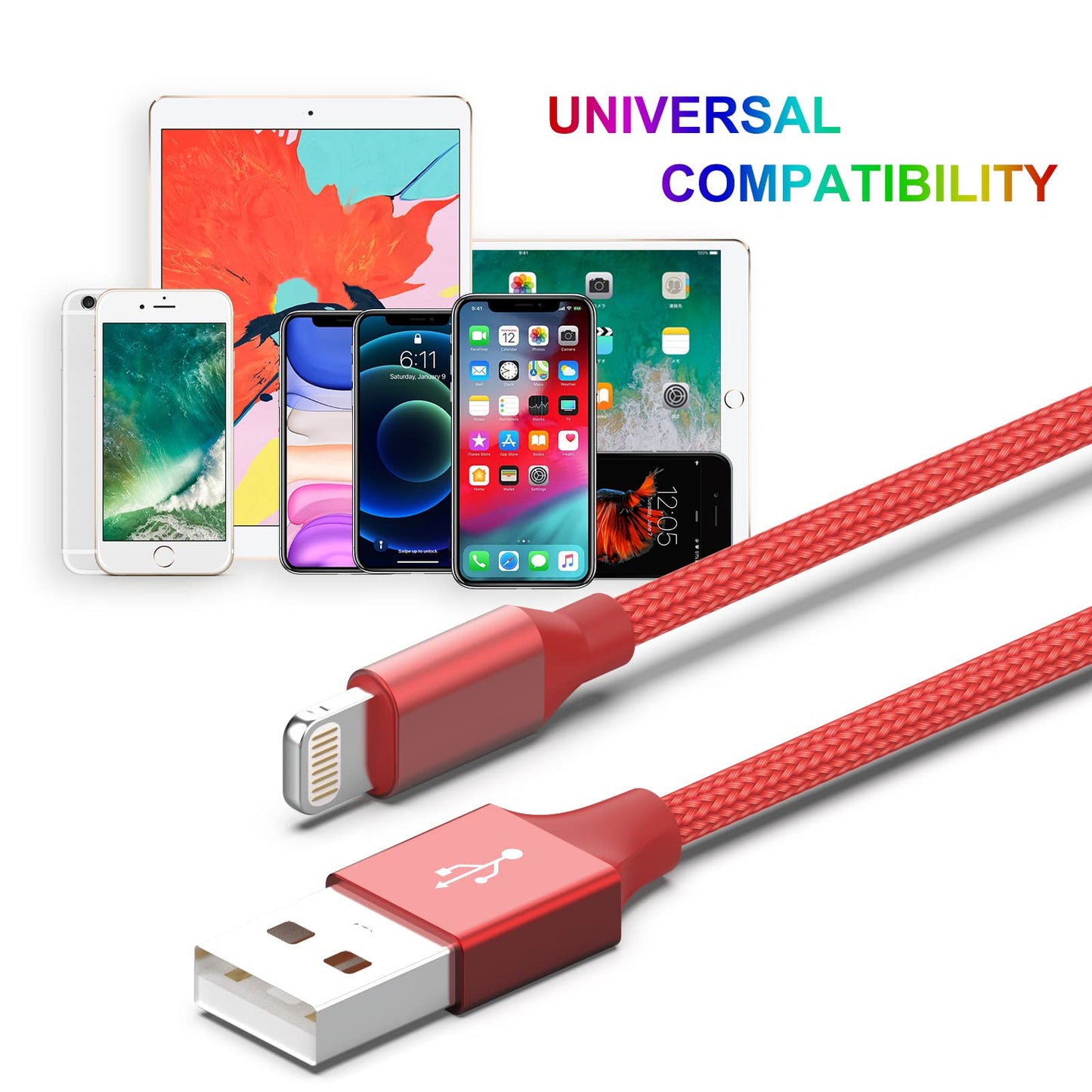 [Apple MFi Certified] 6Pack 3/3/6/6/6/10 FT iPhone Charger Nylon Braided Fast Charging Lightning Cable Compatible iPhone 14 Pro/13 mini/13/12/11 Pro MAX/XR/XS/8/7/Plus/6S/SE/iPad