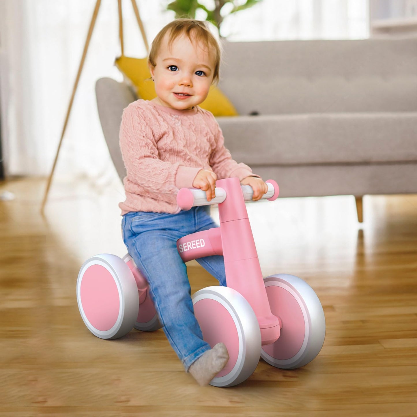 Baby Balance Bike for 1 Year Old Boys Girls 12-24 Month Toddler Balance Bike, 4 Wheels Toddler First Bike, First Birthday Gifts