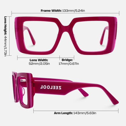 Zeelool Rectangle Glasses Frame for Women Men, Eyeglasses with Non-prescription Clear Lenses & Spring Hinge ZJGA838378
