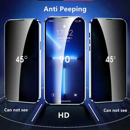 Anti Peeping Case for iPhone 13 Pro Max, 360 Degree Protection Cover, Privacy Tempered Glass Anti-Spy Case Cover, Magnetic Adsorption Bumper Metal Frame Case for 13 Pro Max (Silver)