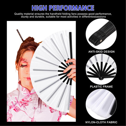 Blulu 4 Pcs Large Folding Fans for Line Dancing Big Silk Hand Clapping Popping Fans Bulk for Dancing Boots on The Ground Festival Party Decoration(Classic Style,Blue, Rose Red, Green, Red,13 Inch)