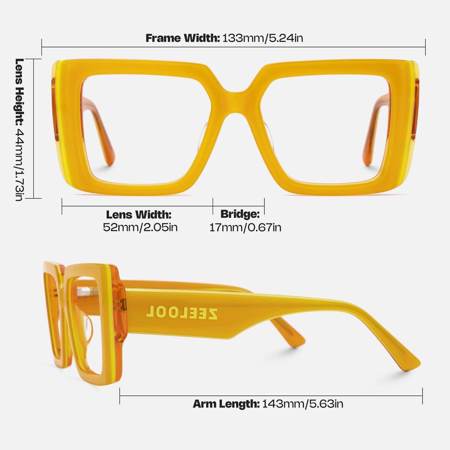 Zeelool Rectangle Glasses Frame for Women Men, Eyeglasses with Non-prescription Clear Lenses & Spring Hinge ZJGA838378