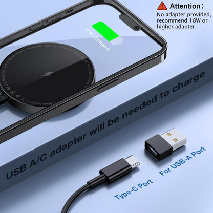 Magnetic Wireless Charging Pad for iPhone 16 15 14 13 12 Series & AirPods 4-2 Pro, Strong Magnet, Aluminum Alloy, USB-C/A Ports, Ultra-Thin & Portable, Ideal for Desk & Bedside
