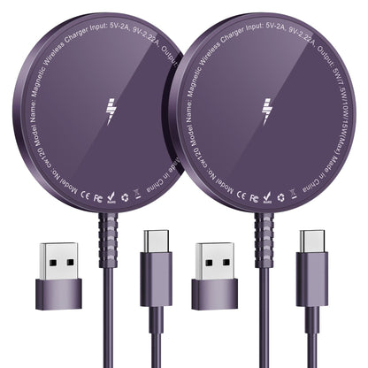 Magnetic Wireless Charging Pad for iPhone 16 15 14 13 12 Series & AirPods 4-2 Pro, Strong Magnet, Aluminum Alloy, USB-C/A Ports, Ultra-Thin & Portable, Ideal for Desk & Bedside