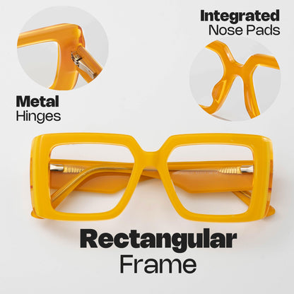 Zeelool Rectangle Glasses Frame for Women Men, Eyeglasses with Non-prescription Clear Lenses & Spring Hinge ZJGA838378