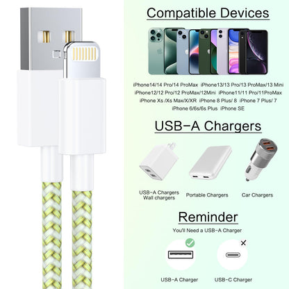 [Apple MFi Certified] 6Pack 3/3/6/6/6/10 FT iPhone Charger Nylon Braided Fast Charging Lightning Cable Compatible iPhone 14 Pro/13 mini/13/12/11 Pro MAX/XR/XS/8/7/Plus/6S/SE/iPad