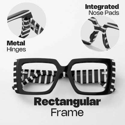 Zeelool Rectangle Glasses Frame for Women Men, Eyeglasses with Non-prescription Clear Lenses & Spring Hinge ZJGA838378