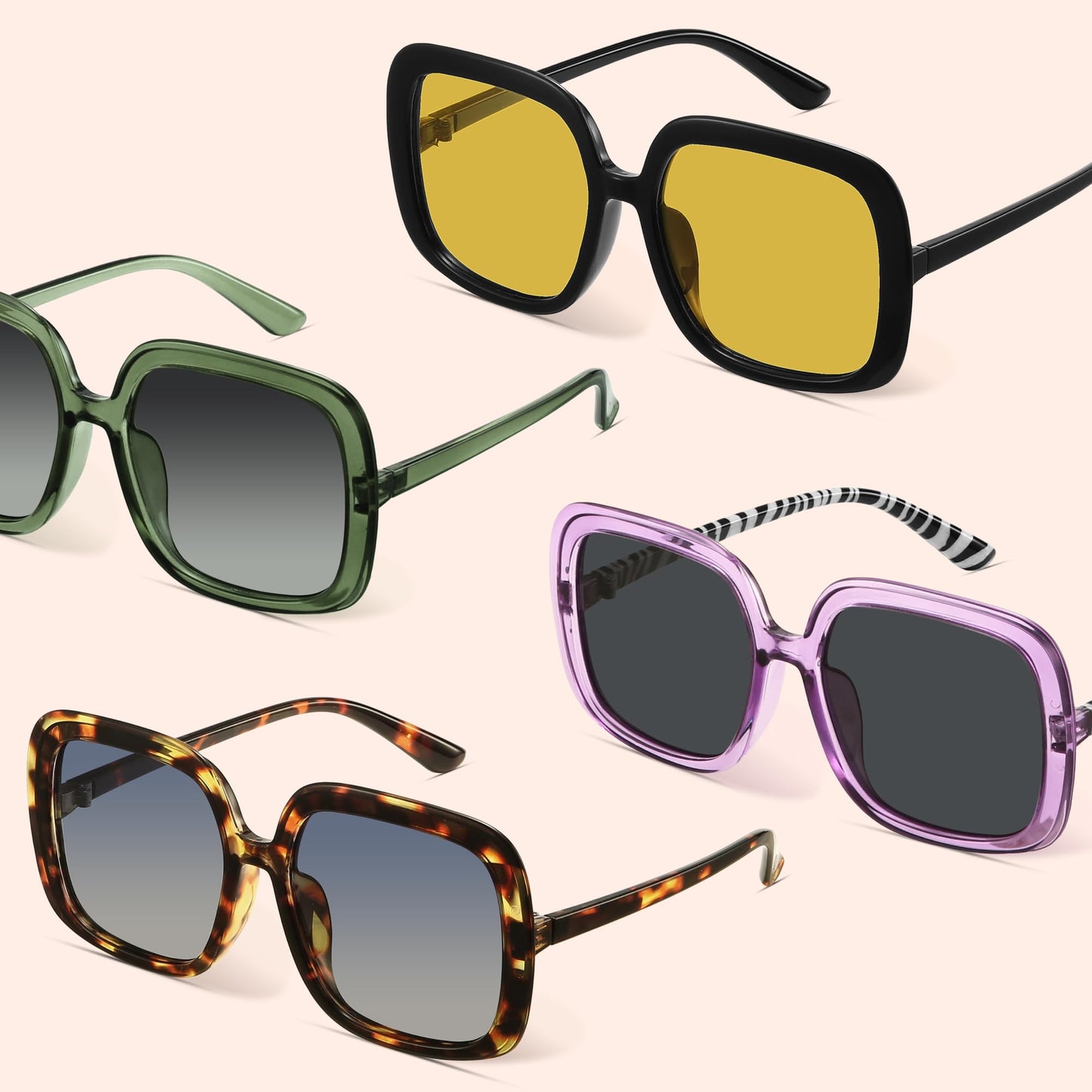 Oversized Polarized Sunglasses Women, Trendy Retro Sun Glasses