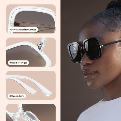 Oversized Polarized Sunglasses Women, Trendy Retro Sun Glasses