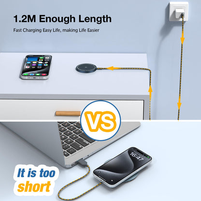 Magnetic Wireless Charging Pad for iPhone 16 15 14 13 12 Series & AirPods 4-2 Pro, Strong Magnet, Aluminum Alloy, USB-C/A Ports, Ultra-Thin & Portable, Ideal for Desk & Bedside