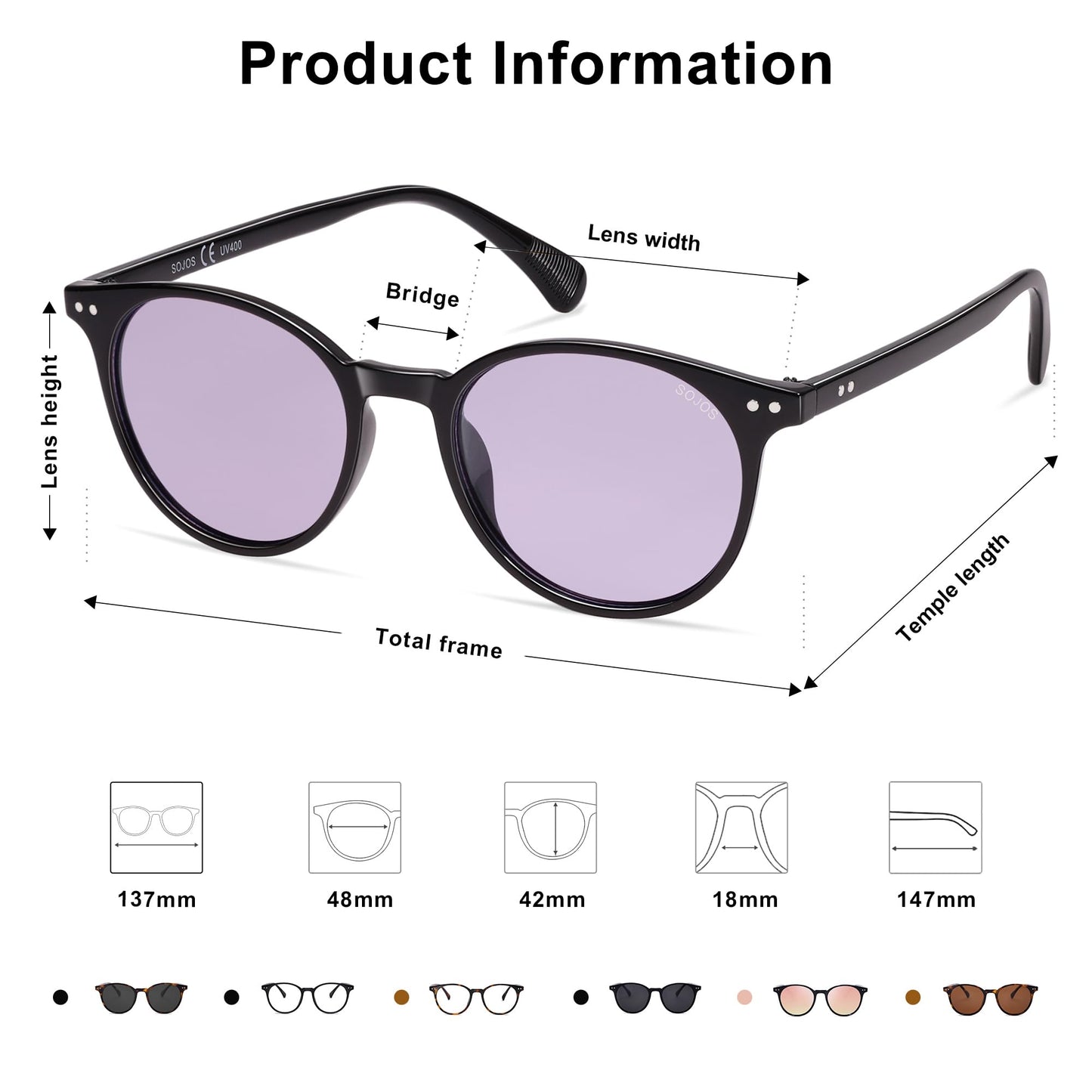 Small Round Classic Polarized Sunglasses for Women Men Vintage Style UV400 Lens SJ2113