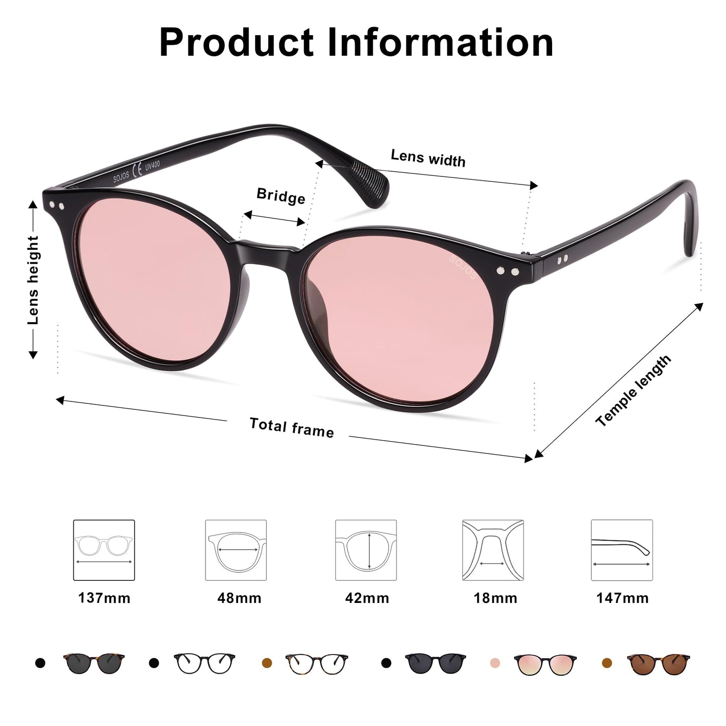 Small Round Classic Polarized Sunglasses for Women Men Vintage Style UV400 Lens SJ2113