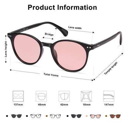 Small Round Classic Polarized Sunglasses for Women Men Vintage Style UV400 Lens SJ2113
