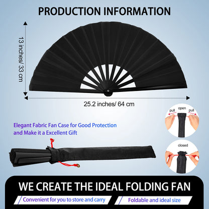 Blulu 4 Pcs Large Folding Fans for Line Dancing Big Silk Hand Clapping Popping Fans Bulk for Dancing Boots on The Ground Festival Party Decoration(Classic Style,Blue, Rose Red, Green, Red,13 Inch)