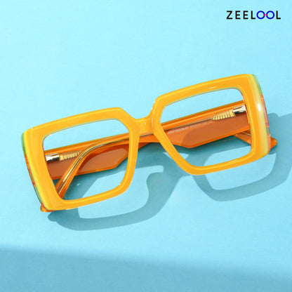 Zeelool Rectangle Glasses Frame for Women Men, Eyeglasses with Non-prescription Clear Lenses & Spring Hinge ZJGA838378